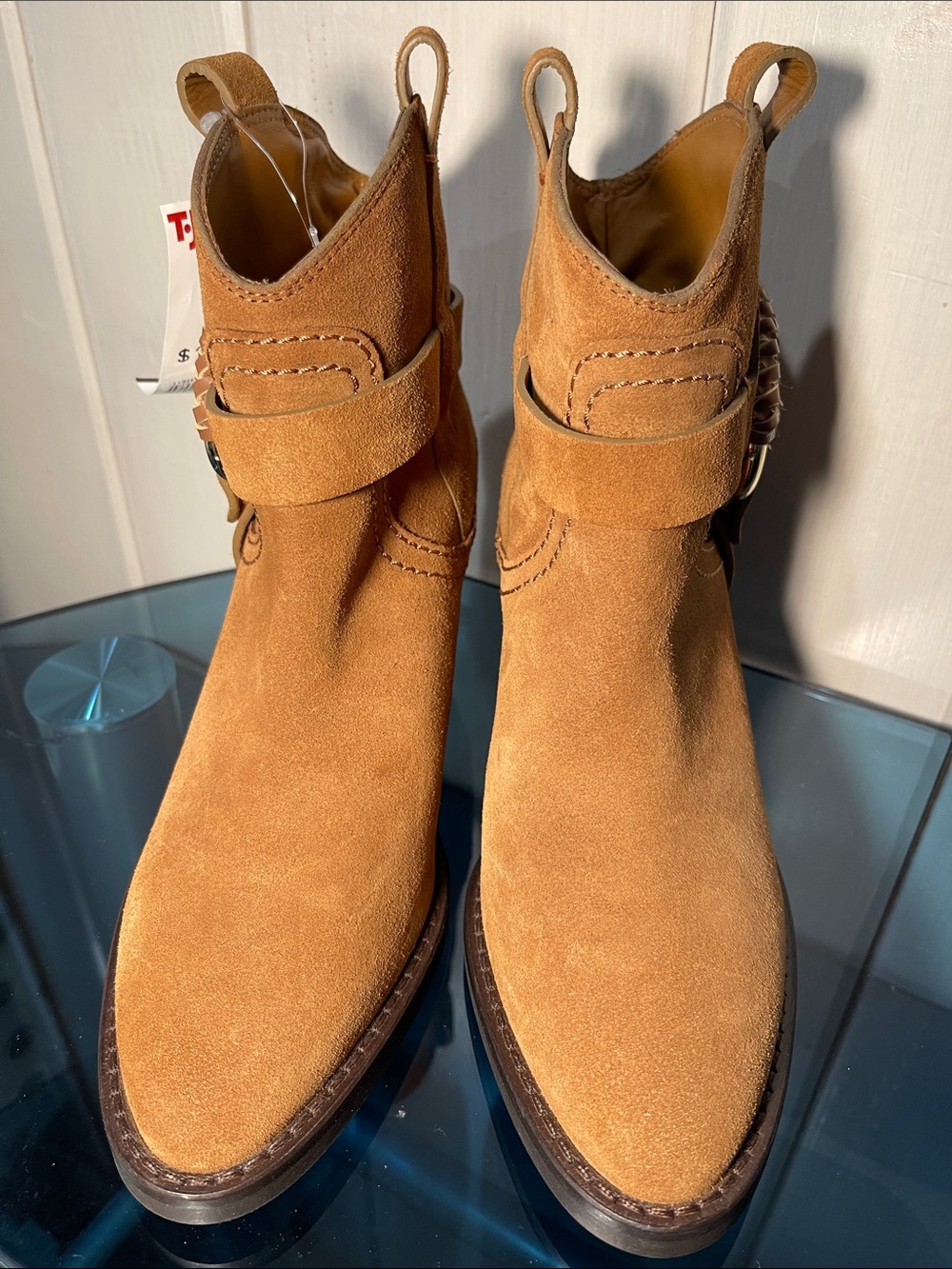 See By Chloe Chloé Hana Booties Brown Suede Ankle Booties Ring Detail NWOB 6 - Picture 4 of 9